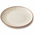Plat de service ovale 36 x 28 cm en grès blanc style nervuré