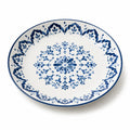 Assiette plate 27 cm en céramique blanche et bleue à motif floral