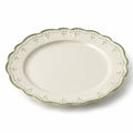 Assiette plate 26 cm en céramique crème et vert style champêtre