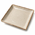 Plat de service carré 20×20 cm en céramique beige style rustique