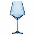 Verre à vin 500 ml en verre bleu 9 cm style côtelé sur pied