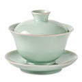 Gaiwan 13 cm en céramique vert céladon avec couvercle et soucoupe - service à thé