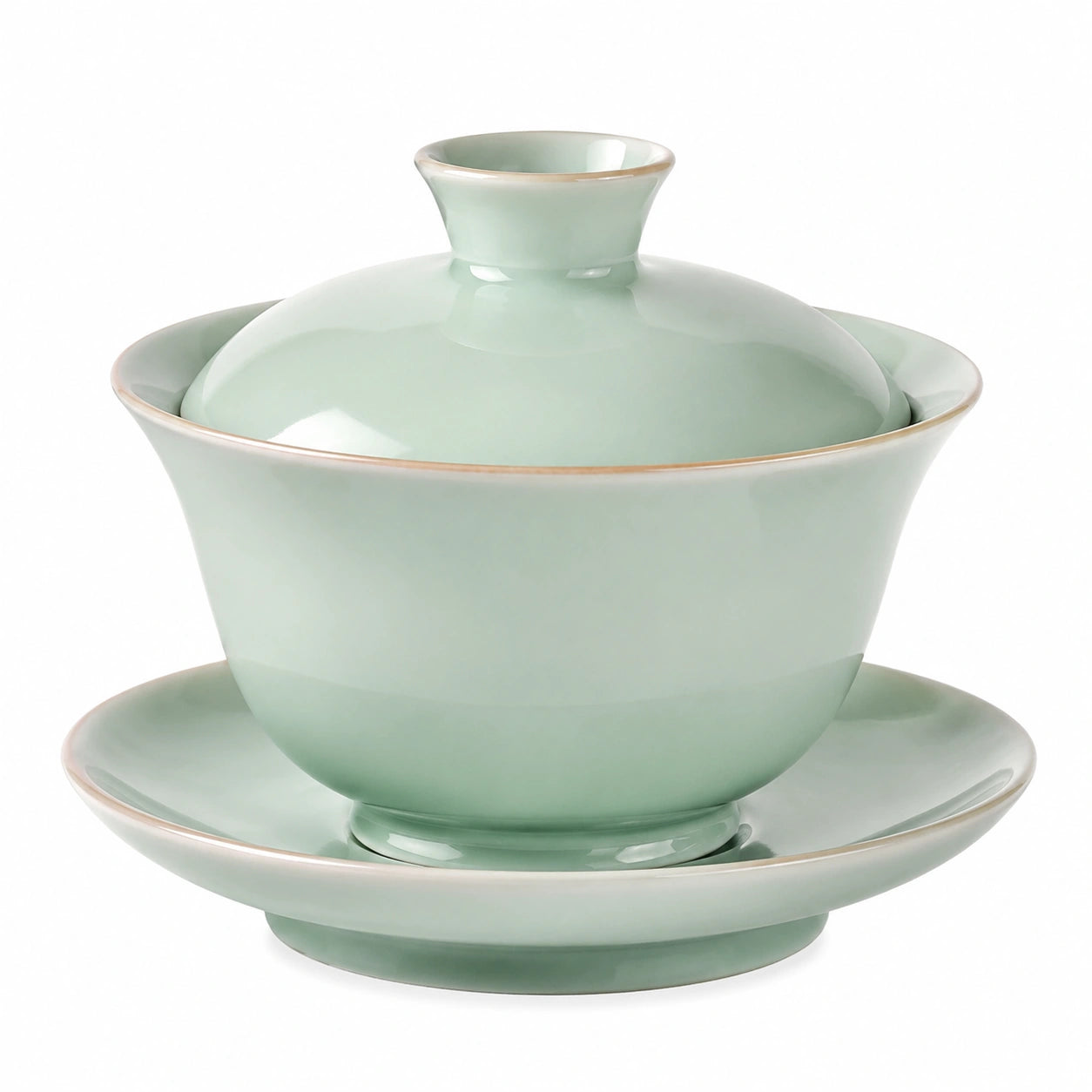Gaiwan 13 cm en céramique vert céladon avec couvercle et soucoupe - service à thé