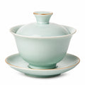 Gaiwan en porcelaine 150 ml vert céladon avec soucoupe pour thé