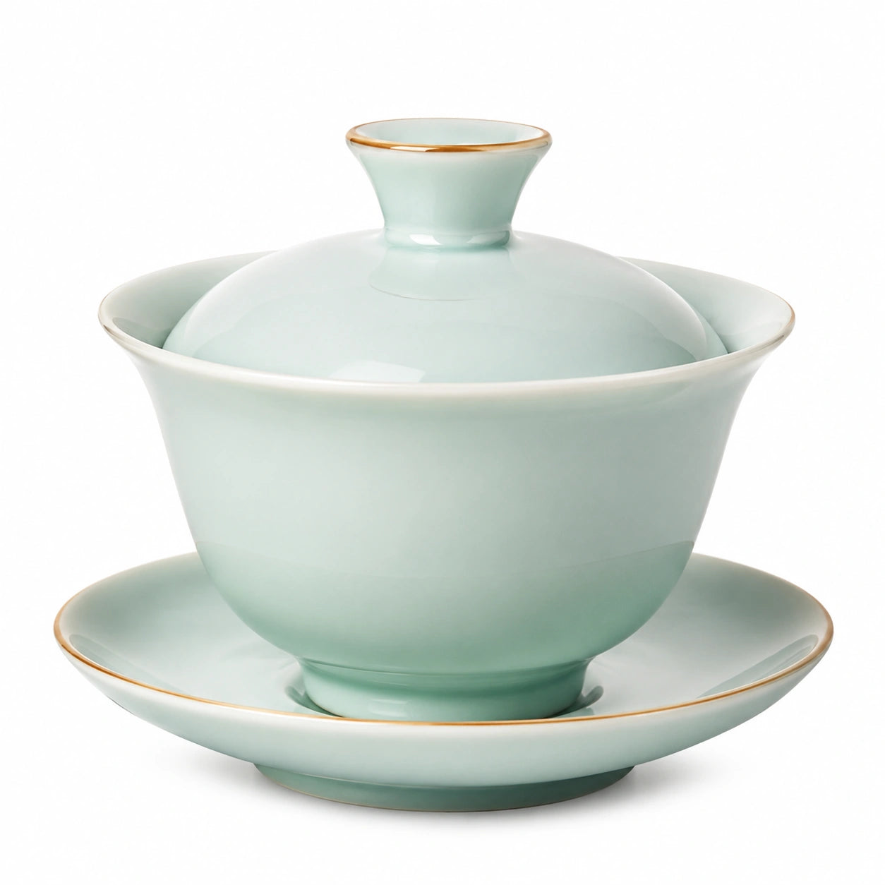 Gaiwan en porcelaine 150 ml vert céladon avec soucoupe pour thé