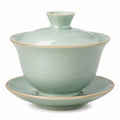 Gaiwan 180 ml en céramique vert céladon avec couvercle et soucoupe pour thé