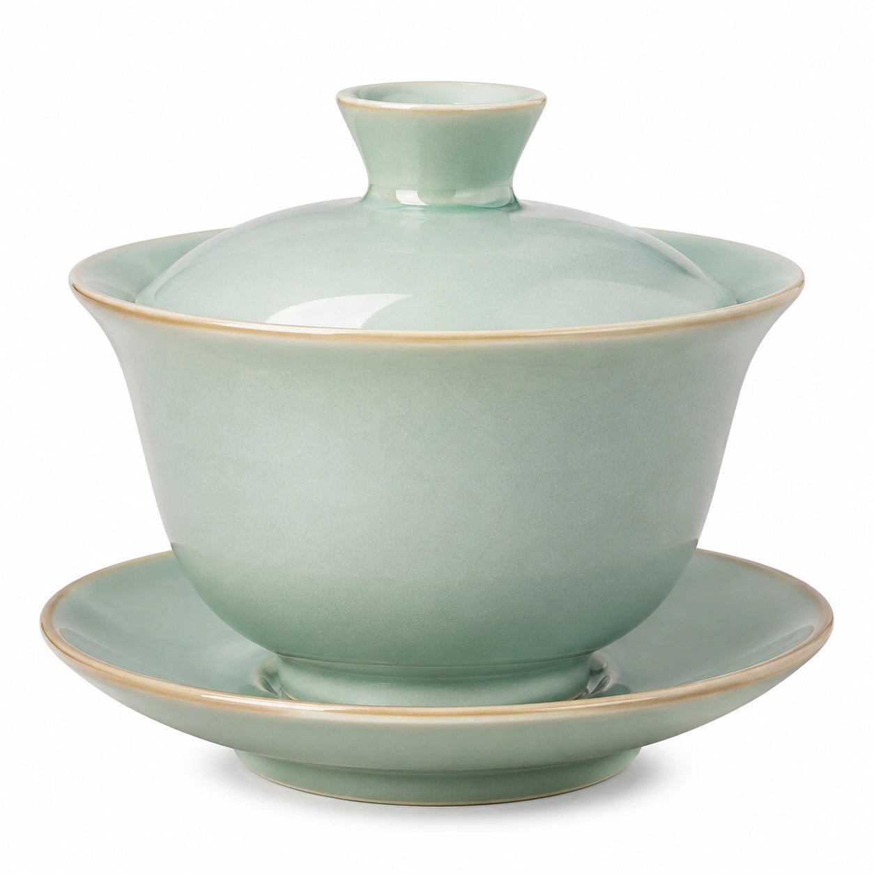 Gaiwan 180 ml en céramique vert céladon avec couvercle et soucoupe pour thé
