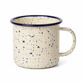Tasse émaillée 350 ml 9 cm crème et bleu à motif moucheté avec anse