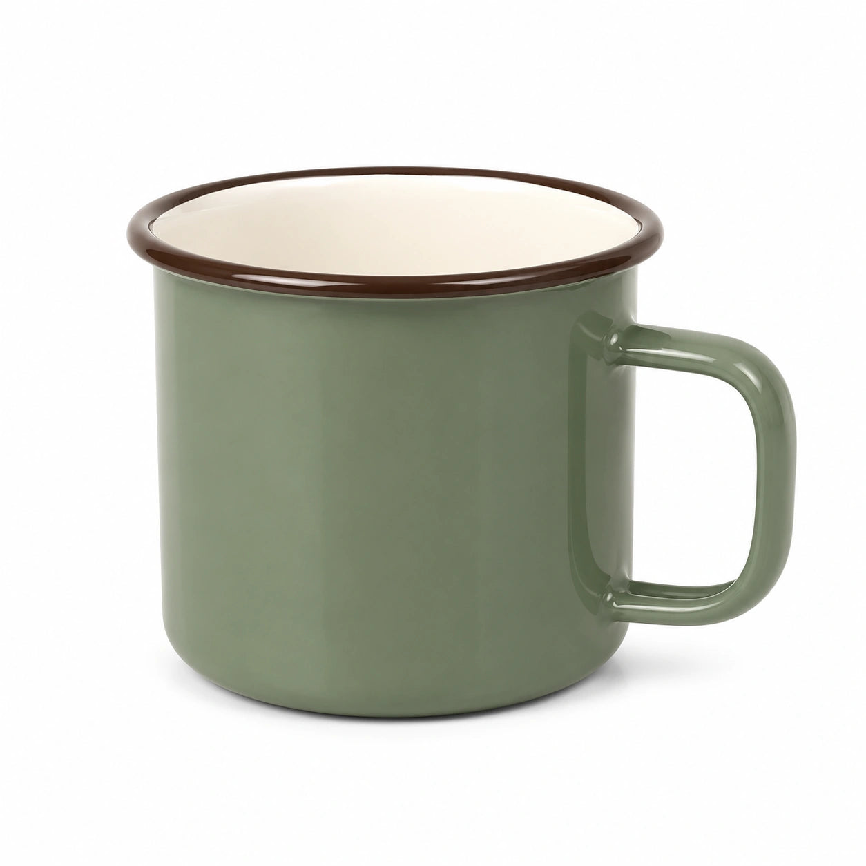 Mug 350 ml en acier émaillé vert pour boissons chaudes style rétro