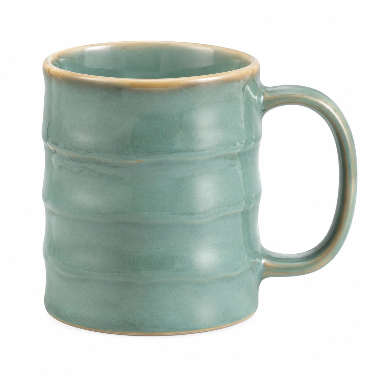 Mug en céramique 400 ml vert céladon style artisanal avec anse