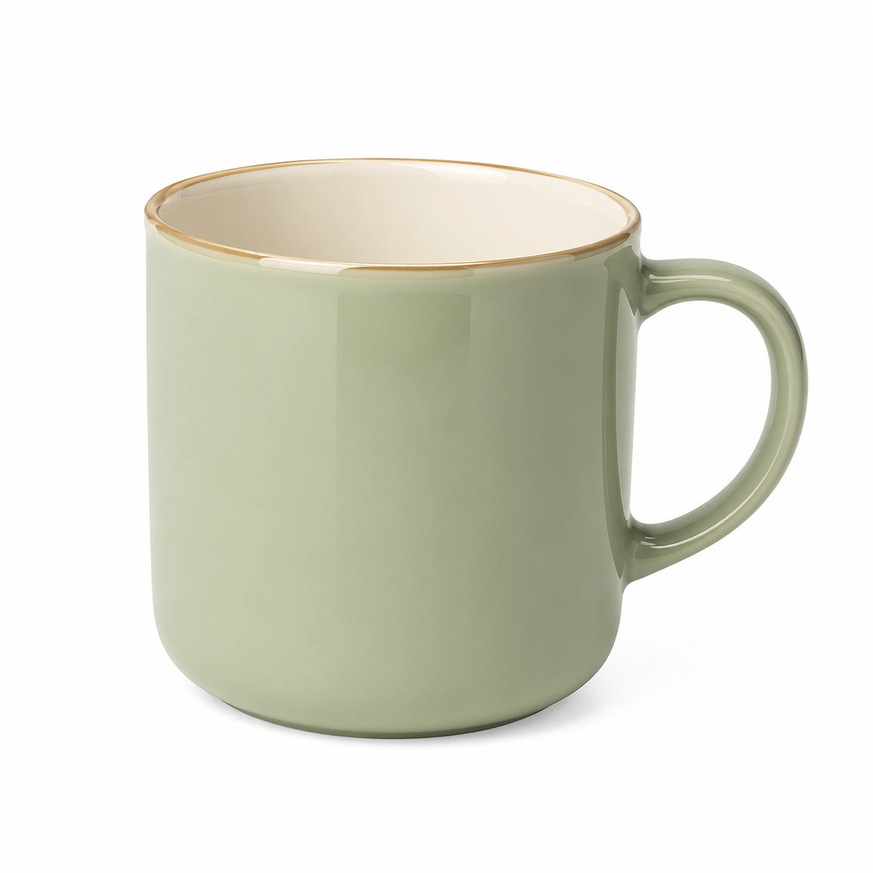 Mug 350 ml en céramique vert sauge style minimaliste avec anse