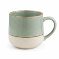 Mug 400 ml en céramique vert sauge et crème pour boissons chaudes style rustique