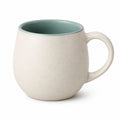 Mug 450 ml en céramique beige et vert à anse style artisanal