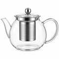 Théière 1000 ml en verre transparent avec filtre en acier inoxydable style classique
