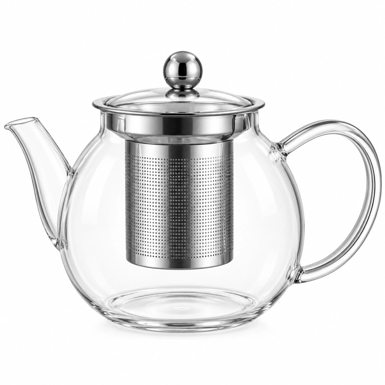 Théière 1000 ml en verre transparent avec filtre en acier inoxydable style classique